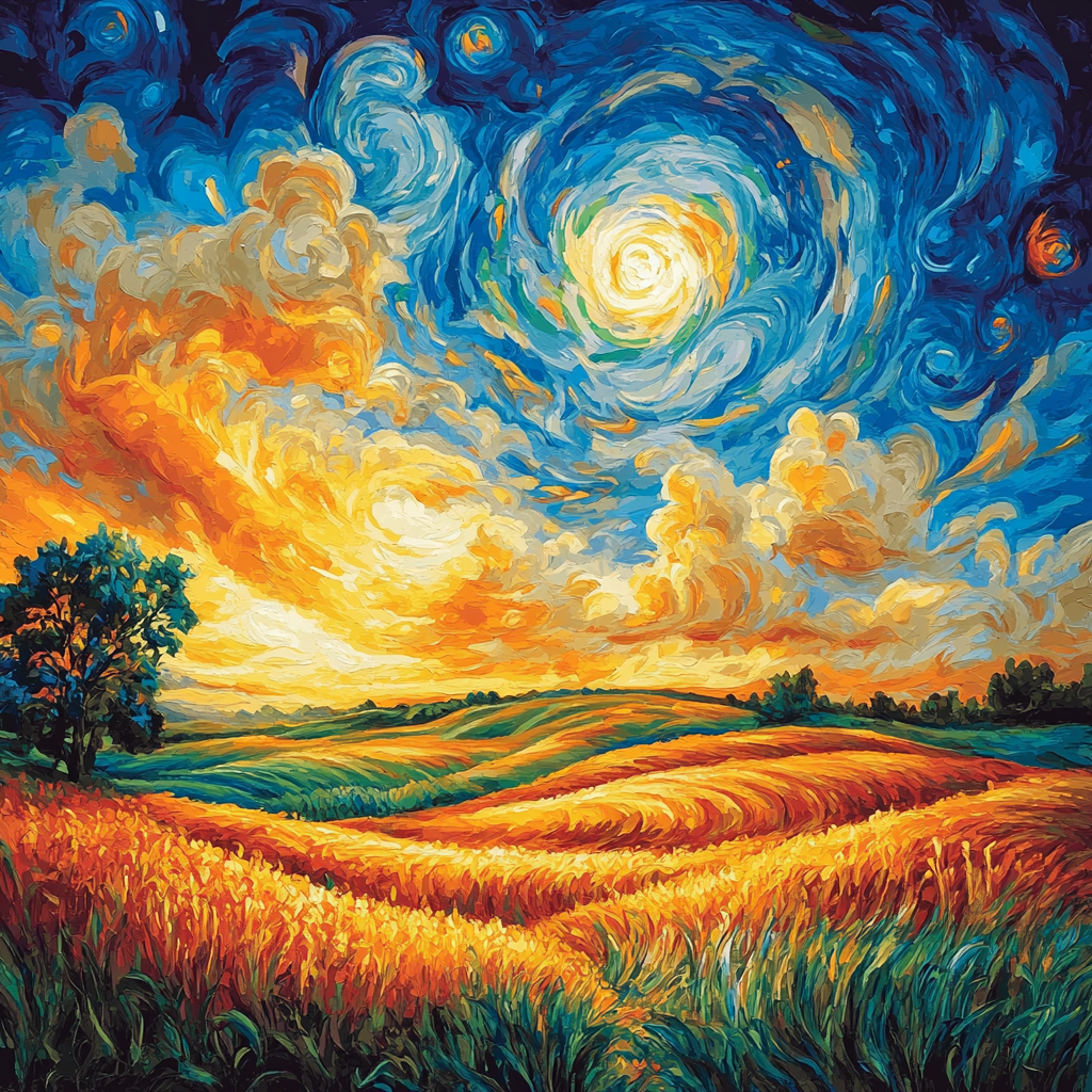 Edvard Munch Inspired Cosmic Sunlit Fields painting number kit