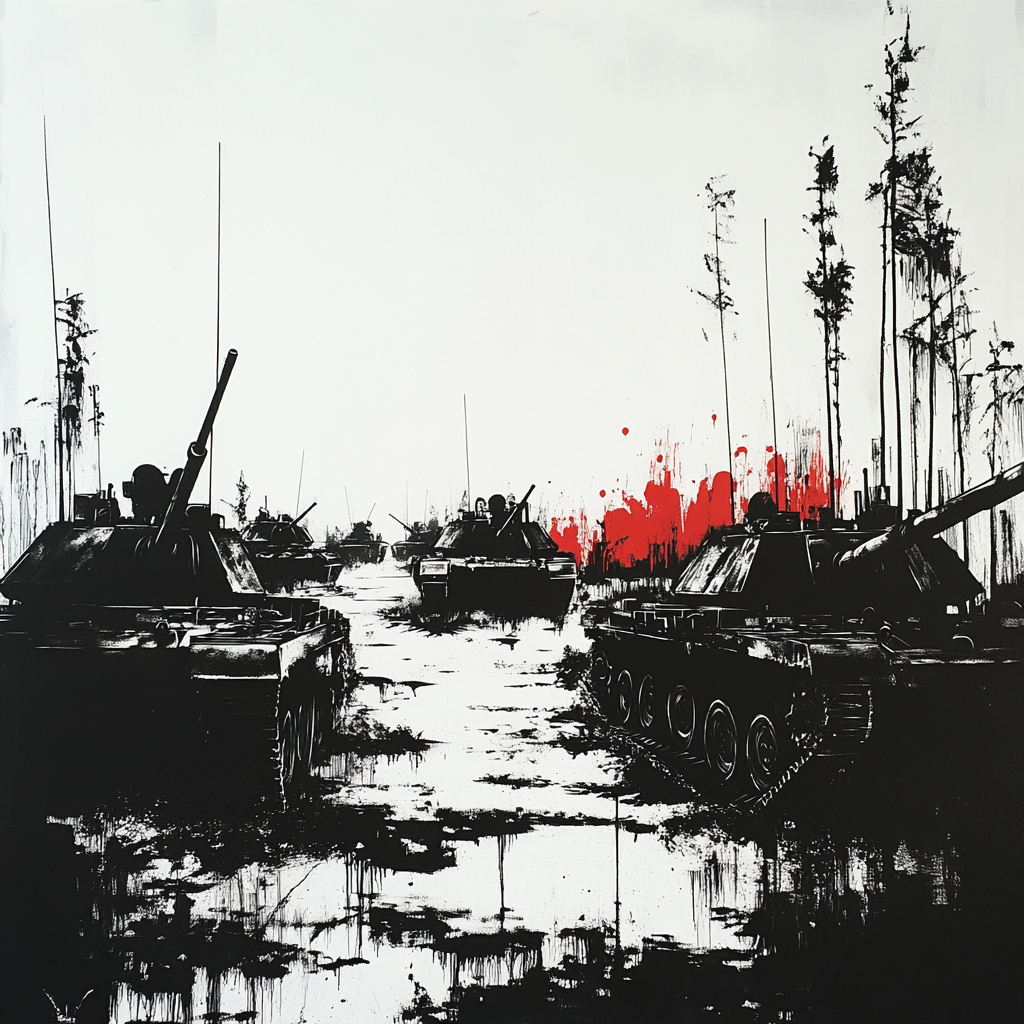 Banksy Inspired War Machines Silence Number painting