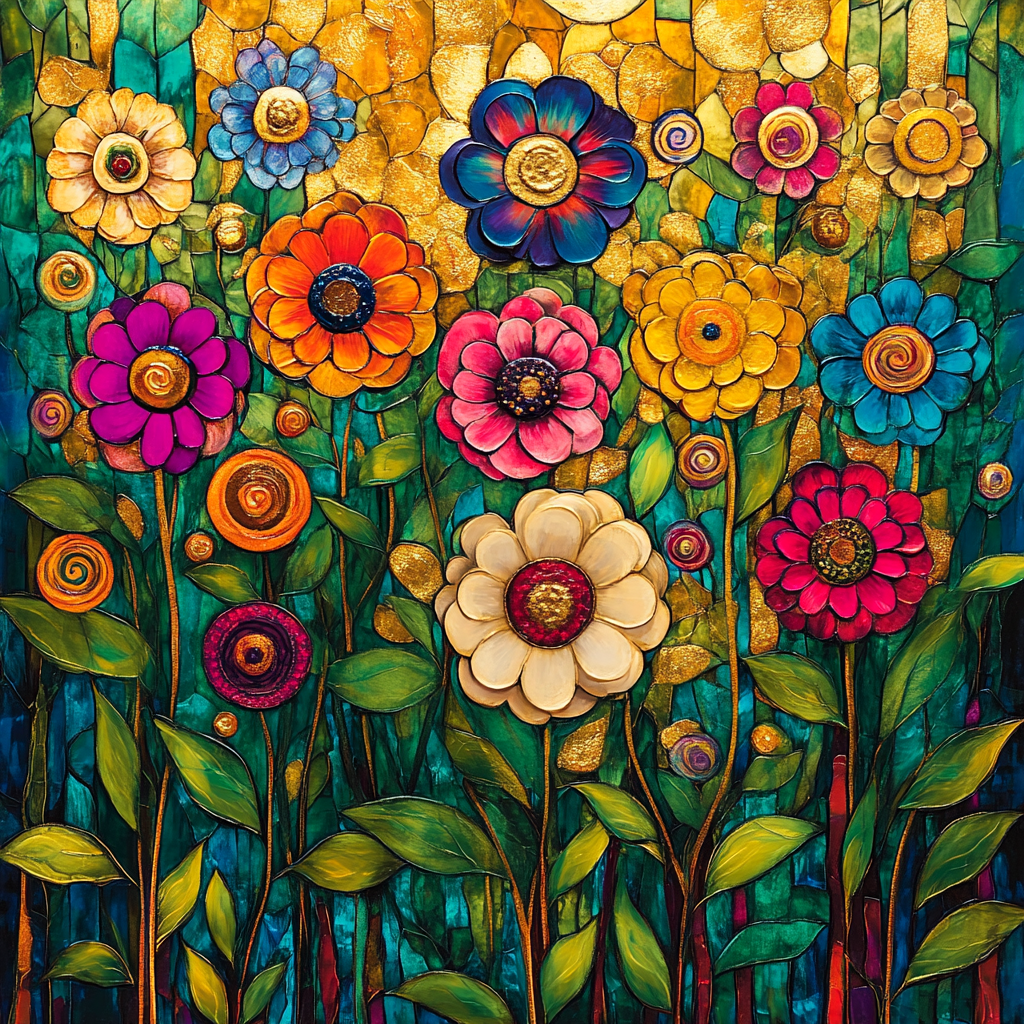 Klimt Inspired Golden Floral Abundance Numbered painting kits
