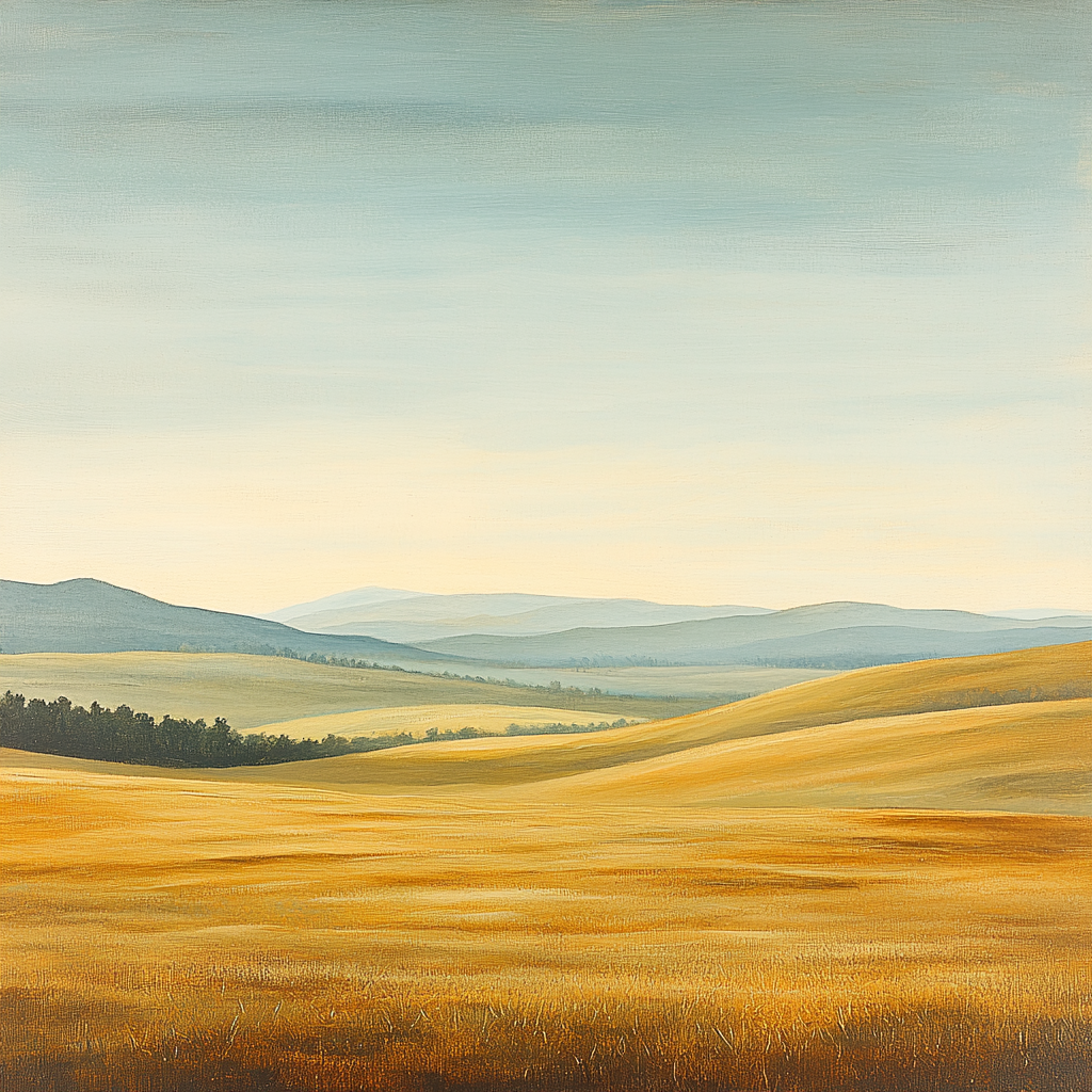 Raphael Inspired Idealized Golden Meadow With Soft Blue Skies Number painting