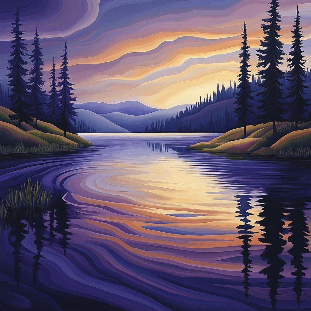 Radiant Lawren Harris Inspired Northern Lake Reflection Paint by numbers art