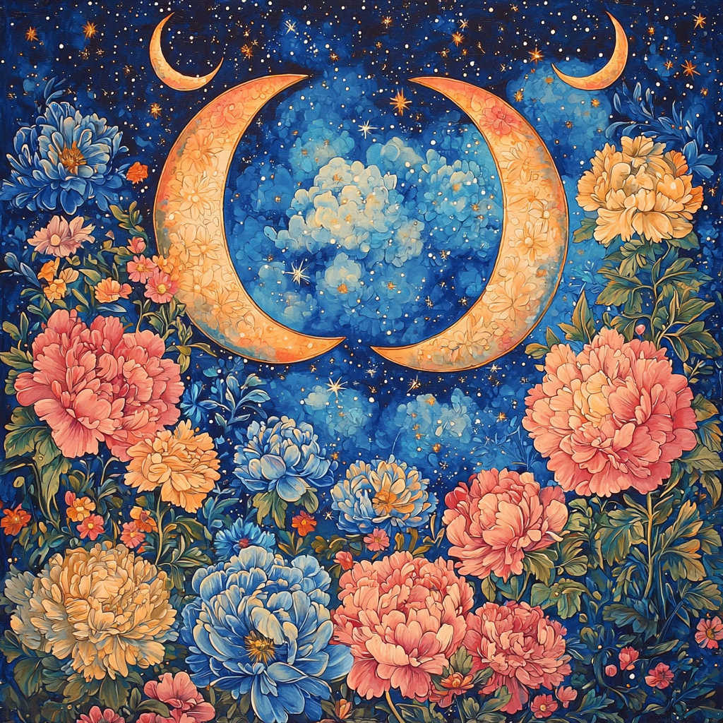 Frida Kahlo Inspired Crescent Moons And Blooms Paint By Numbers Kits