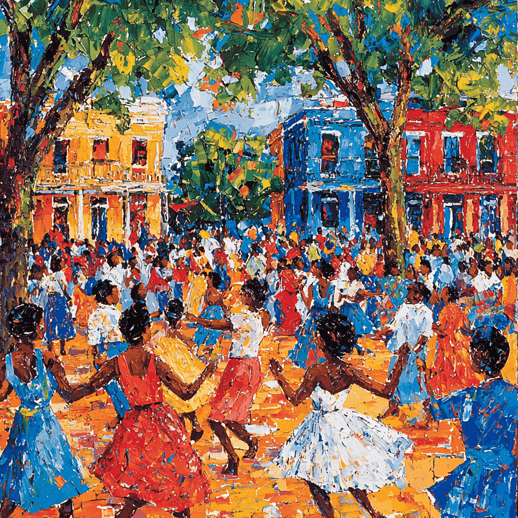 Romare Bearden Inspired Vibrant Cultural Festivities DIY Paint By Numbers