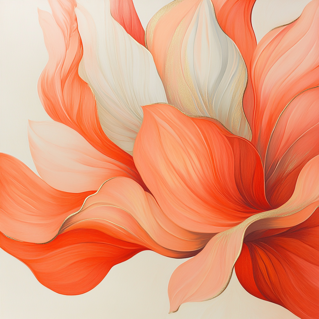 Georgia O’Keeffe Inspired Petal Wave In Coral And Gold Painting by numbers kit