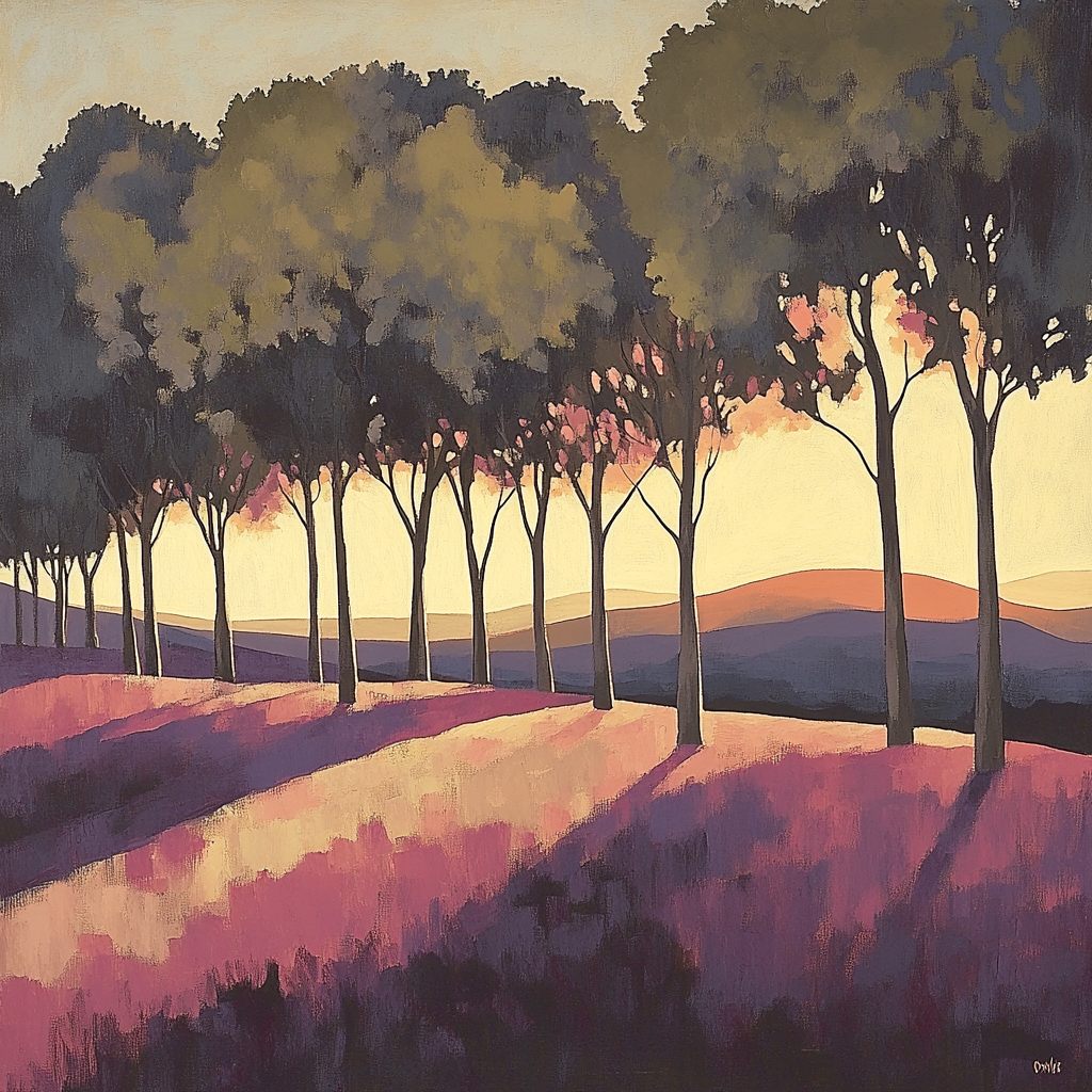 Paul Cézanne Inspired Twilight Orchard Abstraction paint by numbers