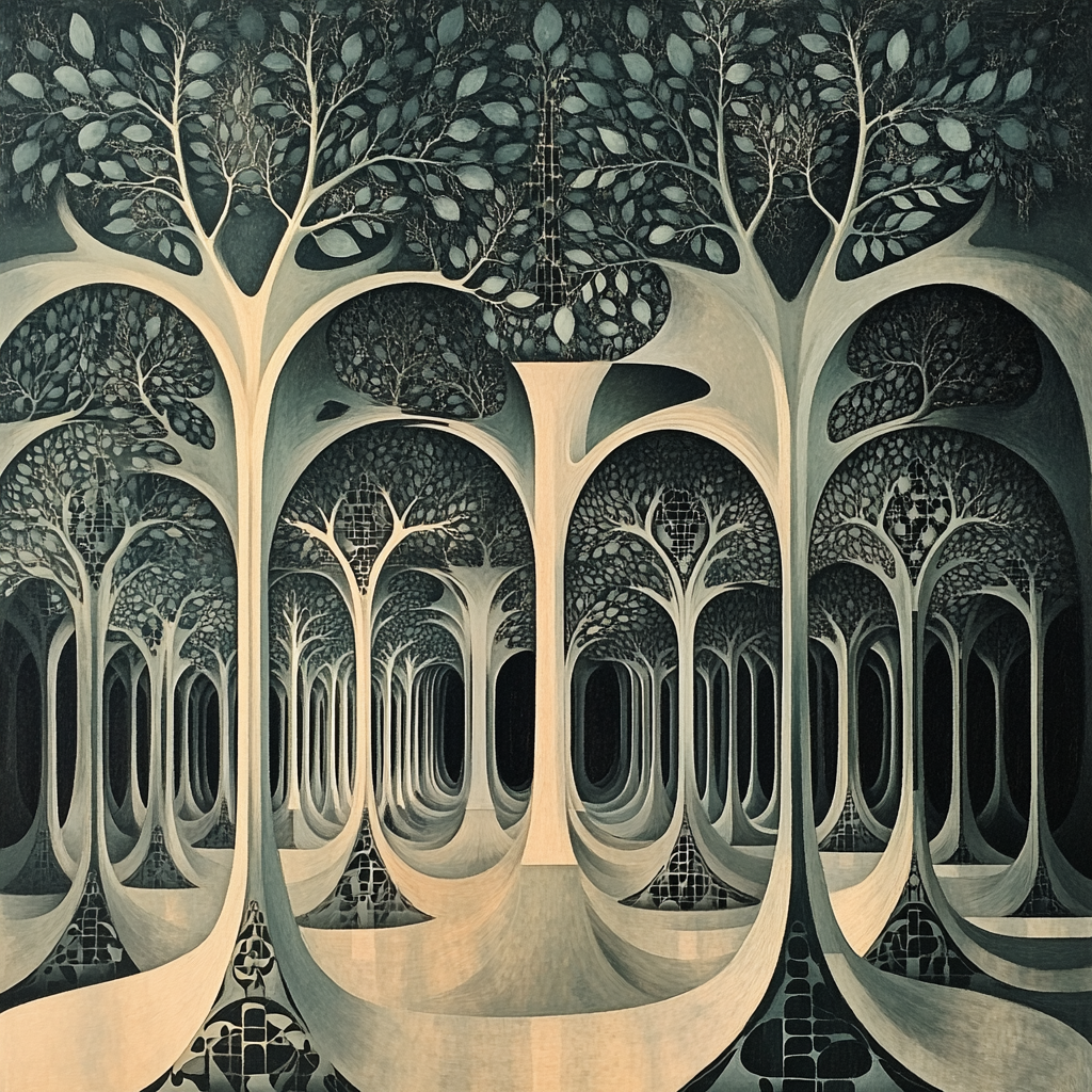 M.C. Escher Inspired Fractal Forest Of Forms DIY paint by numbers