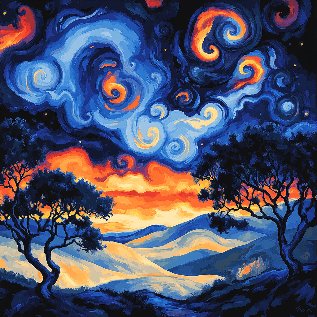 Edvard Munch Inspired Cosmic Twilight Landscape Painting by numbers kit