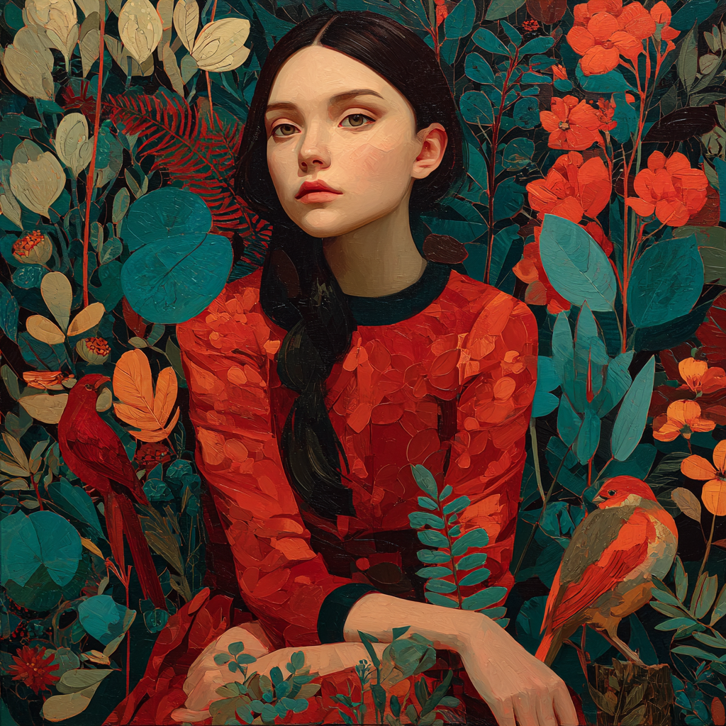 Frida Kahlo Inspired Self Portrait Garden Number painting