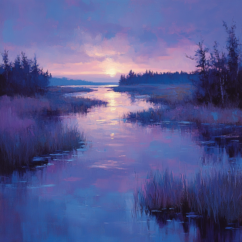 Frederick Varley Inspired Twilight Over Reflective Northern Wetlands Number painting