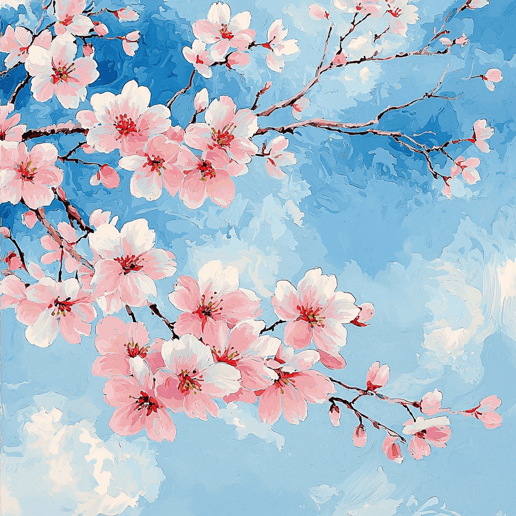 Katsushika Hokusai Inspired Elegant Cherry Blossom Dance Paint By Numbers