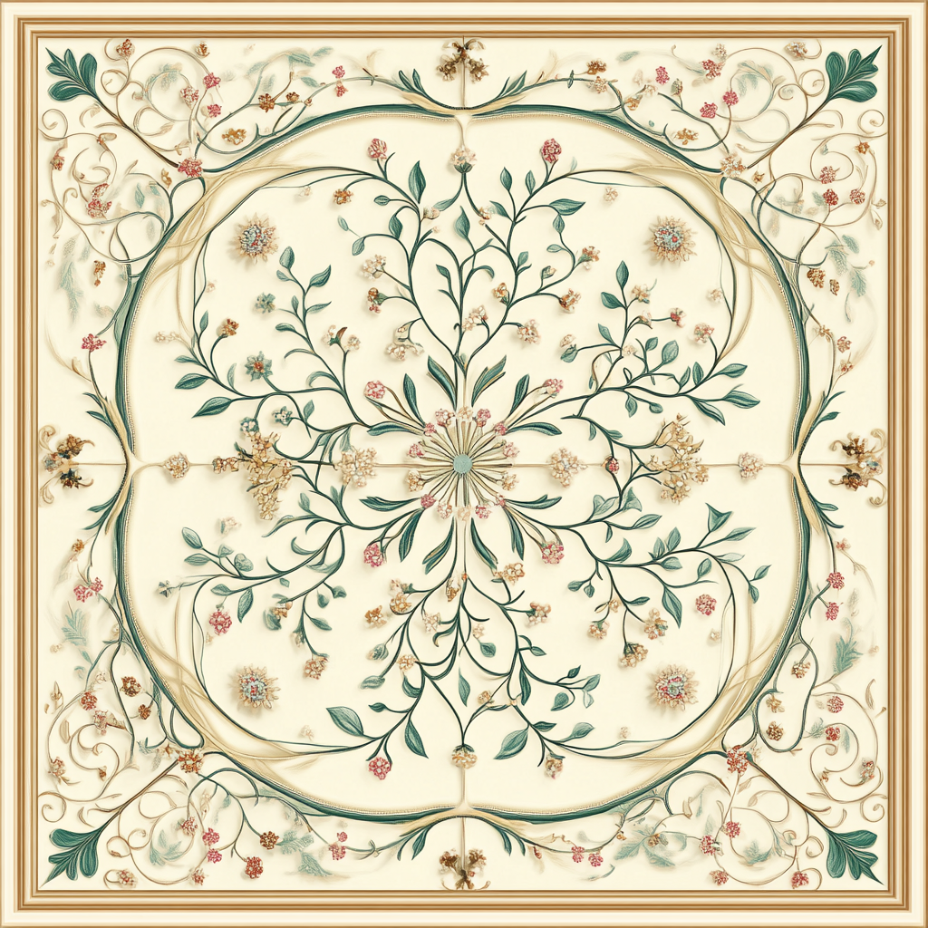 Alphonse Mucha Inspired Silent Garden Of Seasons Number painting