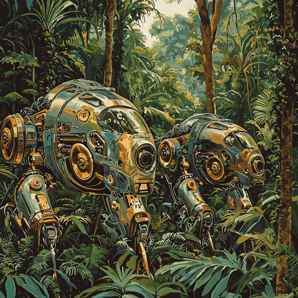 Salvador Dali Inspired Surreal Mechanized Jungle Paint By Number