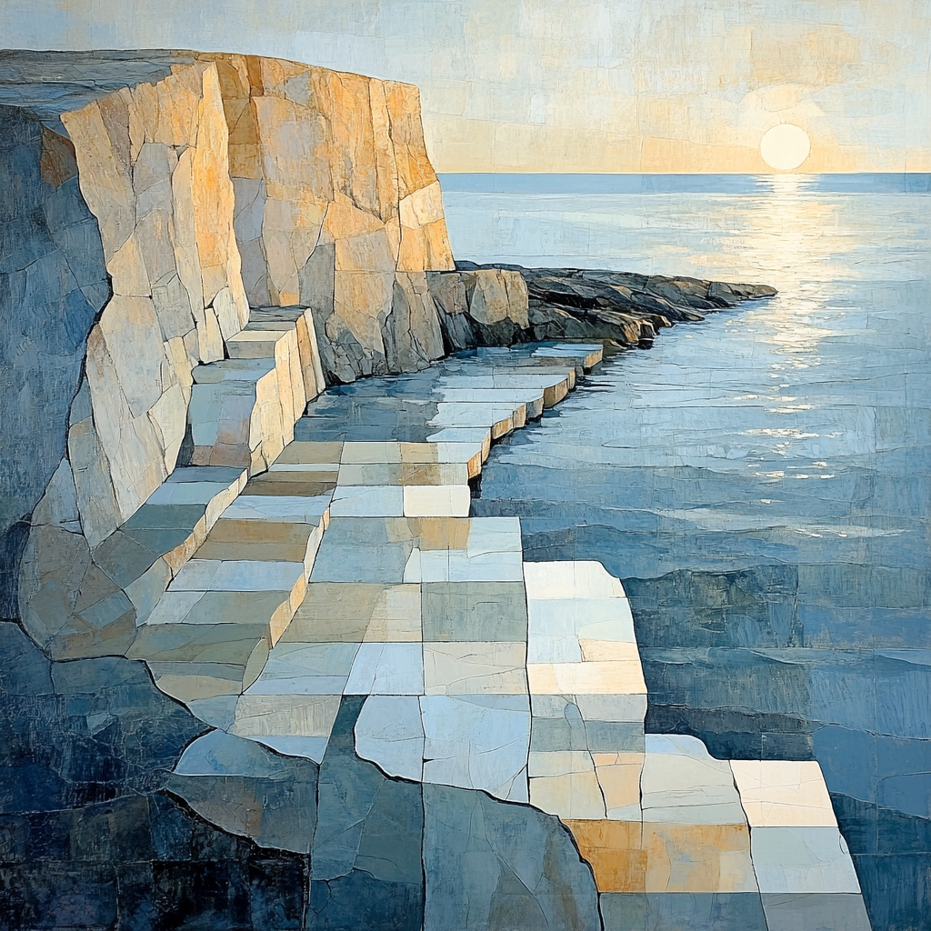 Pablo Picasso Inspired Cubist Ochre Coastline DIY paint by numbers