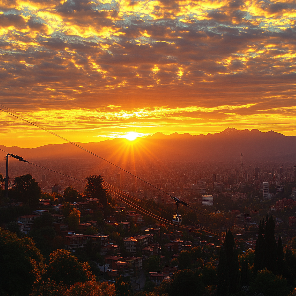 Santiago Sky At Sunset From San Cristobal Chile painting number kit