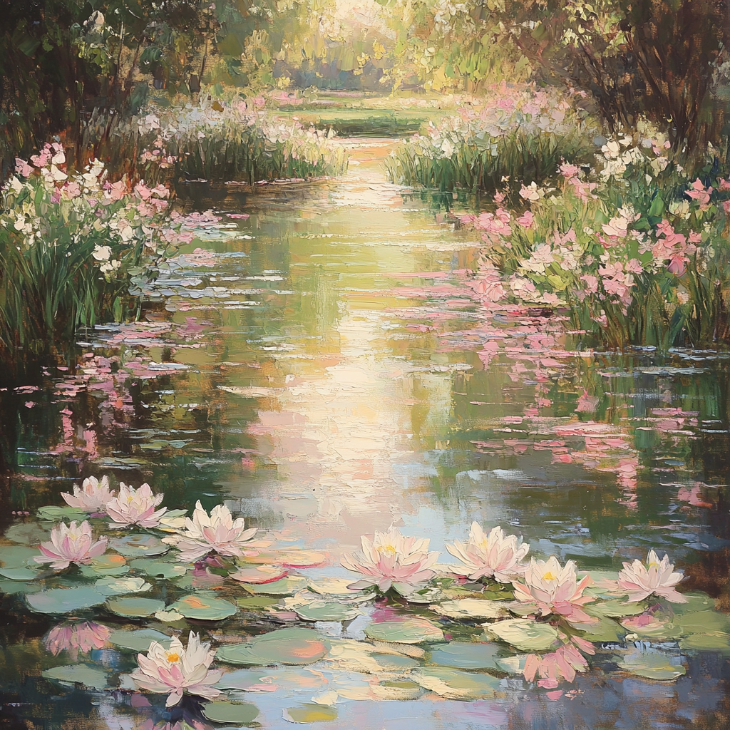 Claude Monet Inspired Flourishing Lily Pond DIY paint by numbers