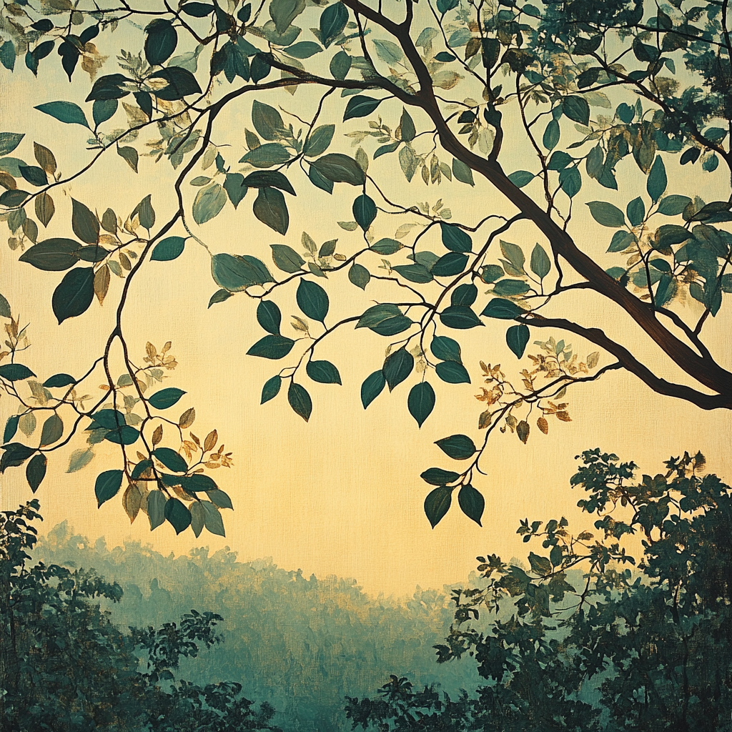 Leonardo Da Vinci Inspired Twilight Forest Canopy DIY paint by numbers