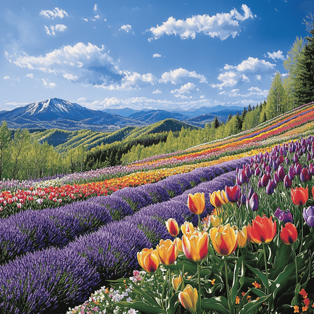 Hokkaido's Flower Fields Numbered Painting Kits