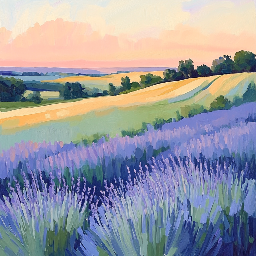 Claude Monet Inspired Lavender Fields At Sunrise paint by numbers