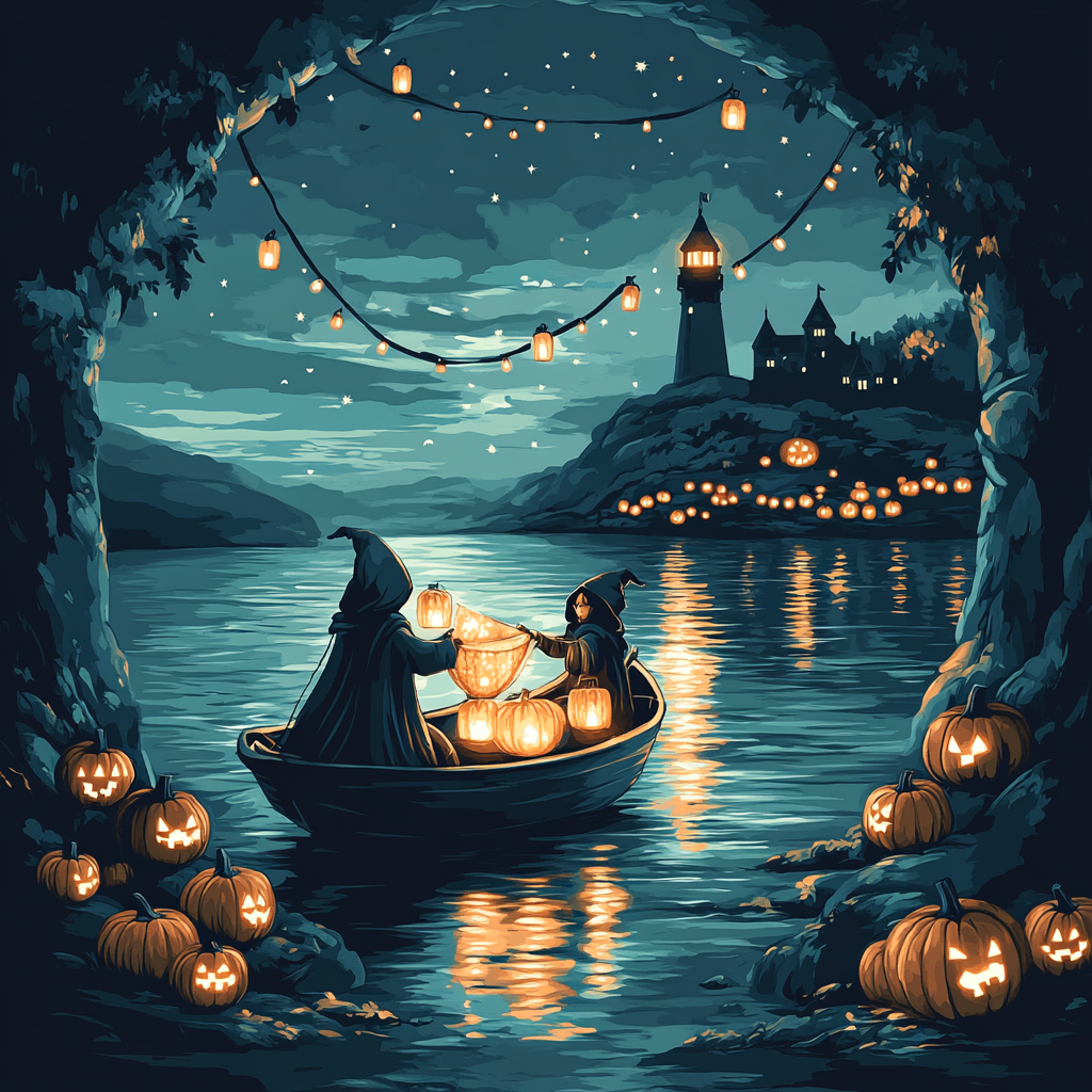 Lantern Fishers Of The Mystic Harbor painting number kit