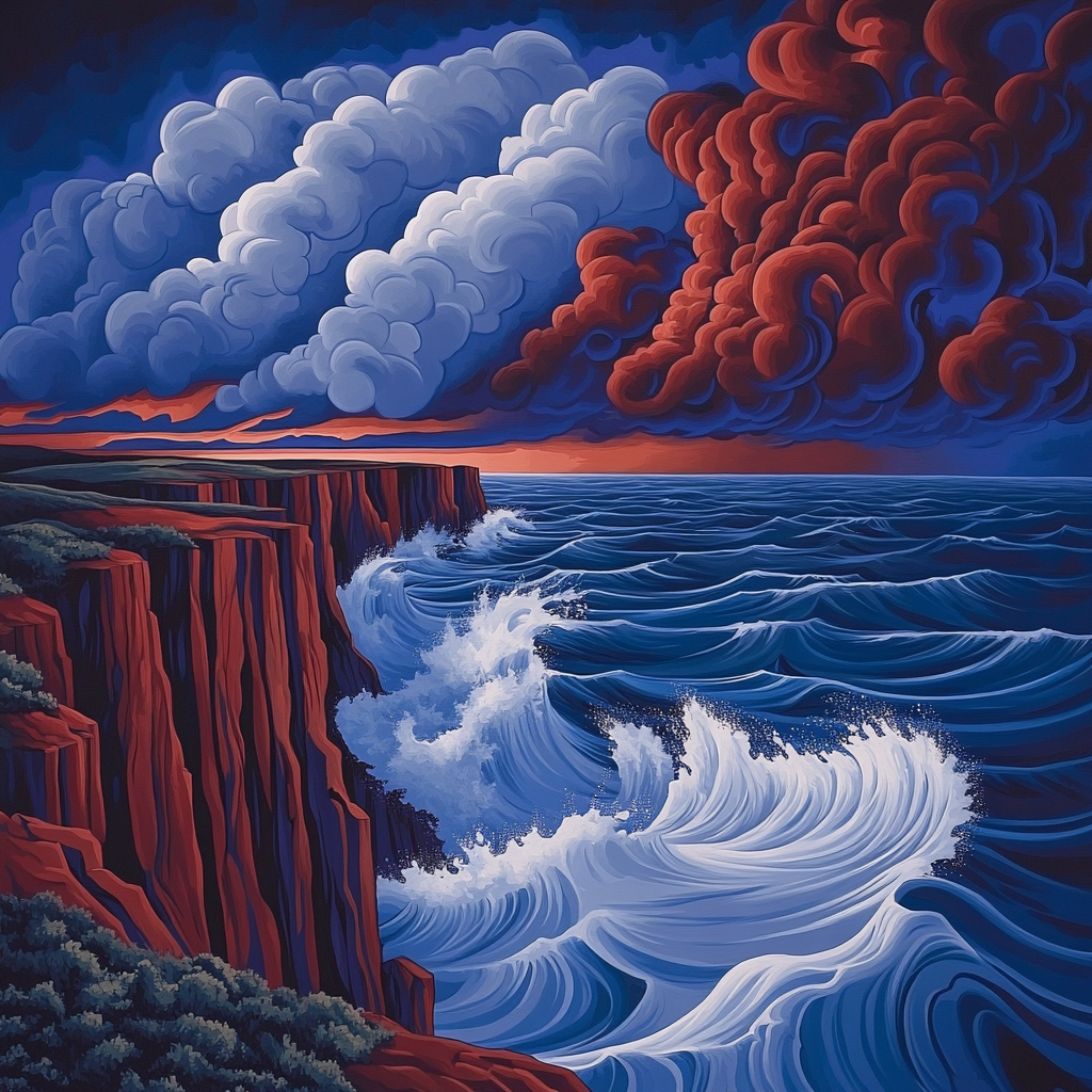 Edvard Munch Inspired Stormsong Cliffs DIY paint by numbers