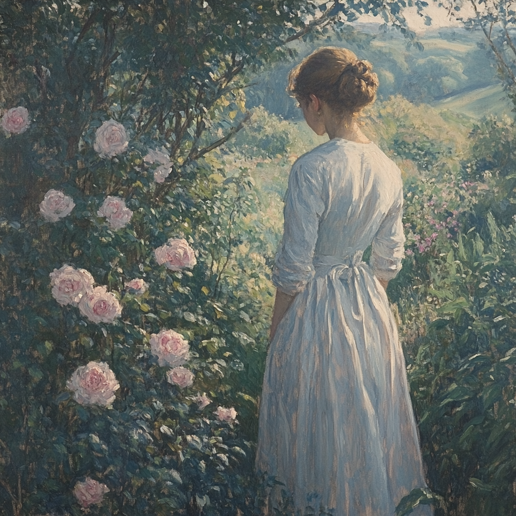 Thomas Gainsborough Inspired Portrait Of A Lady In Garden paint by number