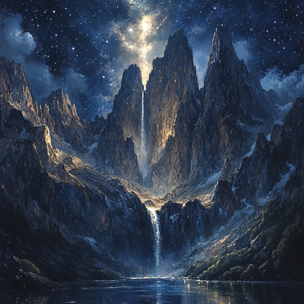 Caravaggio Inspired Moonlit Mountain paint by color