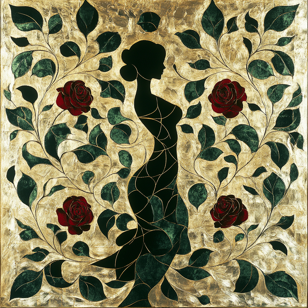 Klimt Inspired Golden Roses Number painting