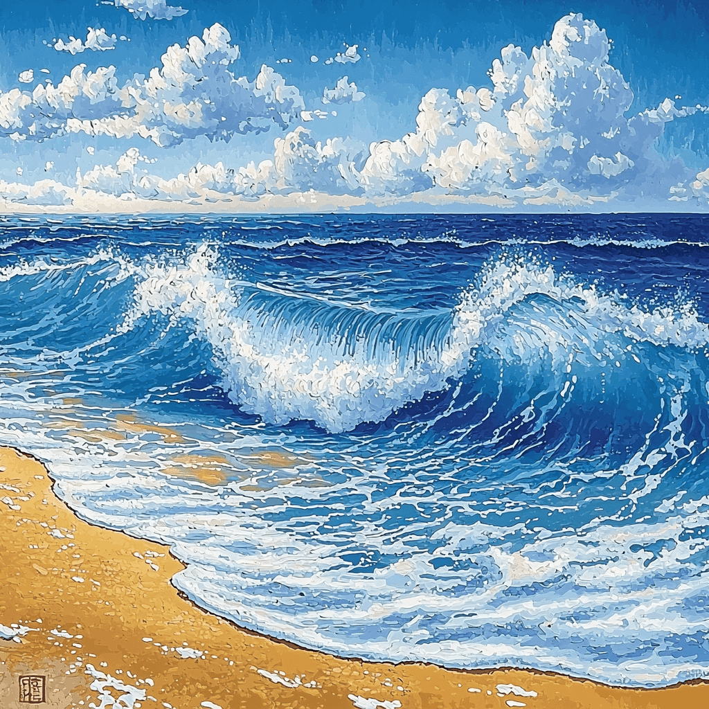 Hokusai Inspired Rhythm Of Waves Paint By Numbers