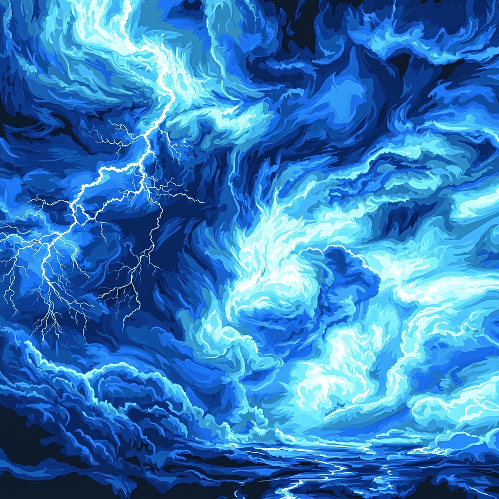 Michelangelo Inspired Ethereal Thunder Number Painting