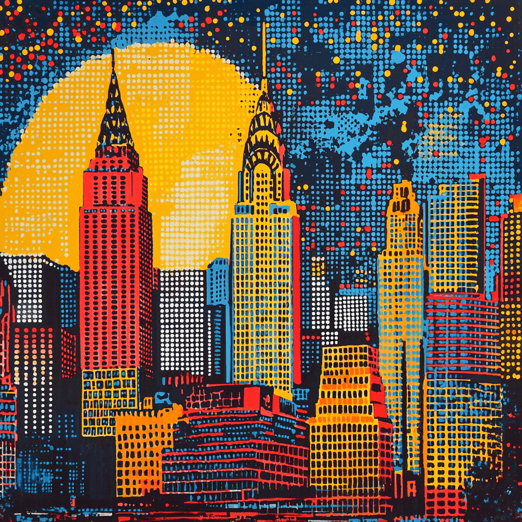 Roy Lichtenstein Inspired Industrial Night Skyline Paint By Numbers Art