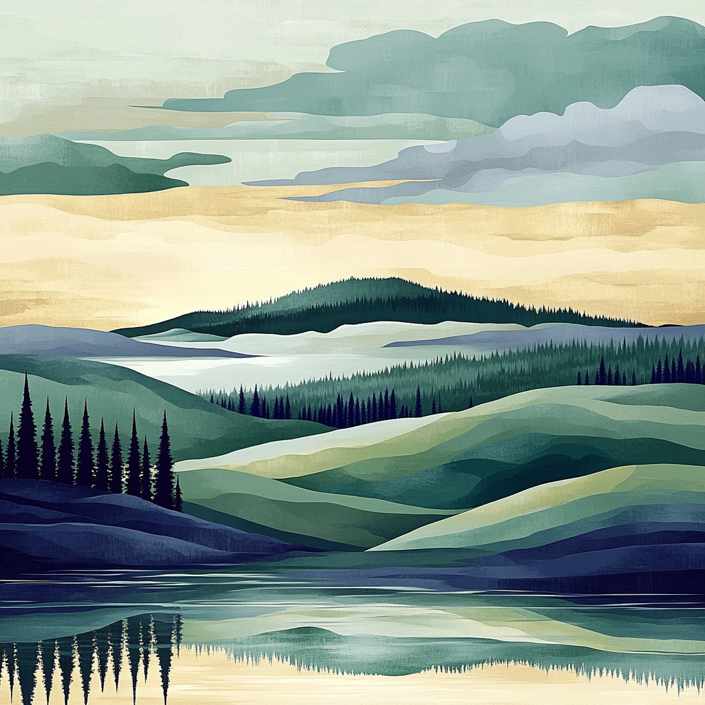 Franklin Carmichael Inspired Rolling Pine Ridge At Dawn Paint by numbers kits