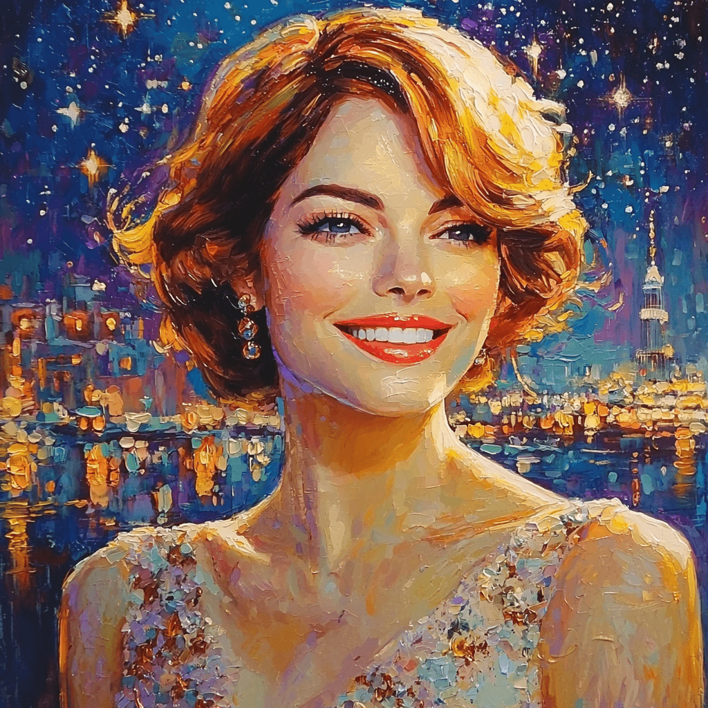 Emma Stone: Charming Radiance In Cinema Paint By Number
