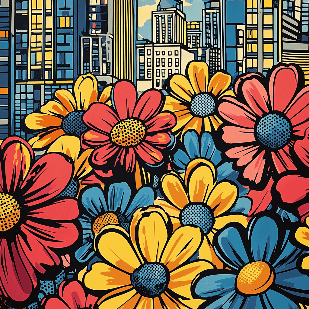 Roy Lichtenstein Inspired Floral Metropolis Paint By Numbers