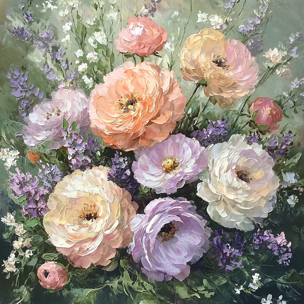 Pierre-Auguste Renoir Inspired Floral Symphony In Pastels Numbered Painting Kits