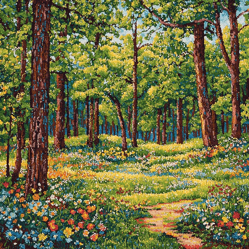 Georges Seurat Inspired Enchanting Forest Of Colors Painting Number Kit