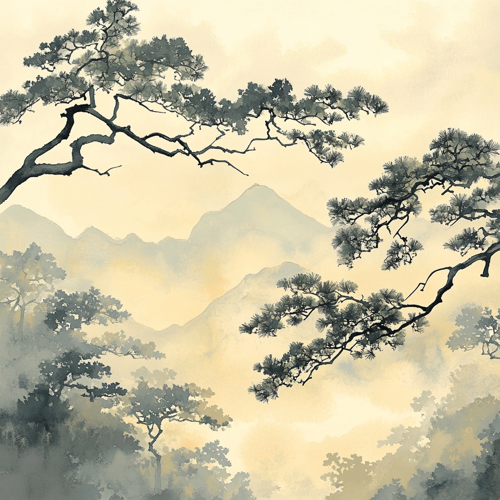 Zhao Mengfu Inspired Ancient Pine Breeze painting number kit