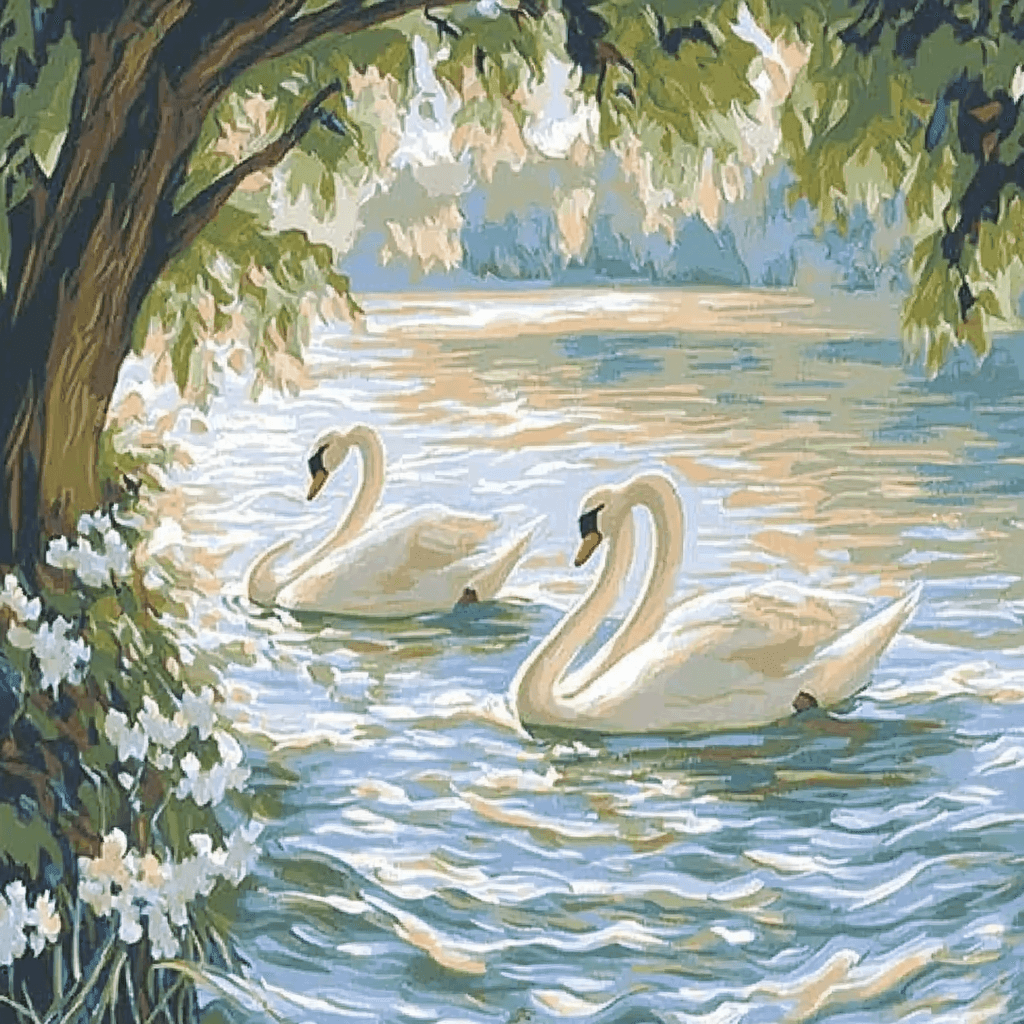 Henri Matisse Inspired Graceful Swans On The Lake Paint By Color