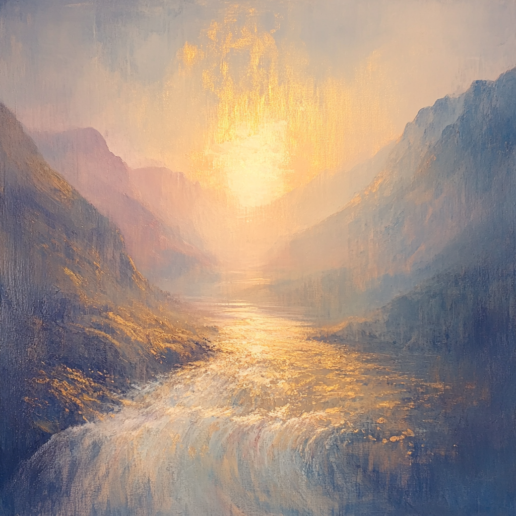 Turner Inspired Mountain River At Sunrise Paint by numbers art