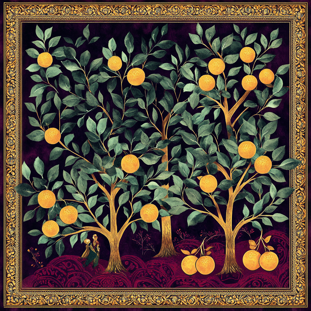 Gustav Klimt Inspired Orchard In Gold paint by numbers