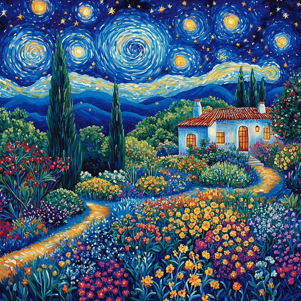Vincent Van Gogh Inspired Starry Garden Vistas DIY Paint By Numbers