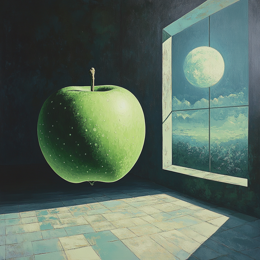 Rene Magritte Inspired Moonlit Apple paint by color