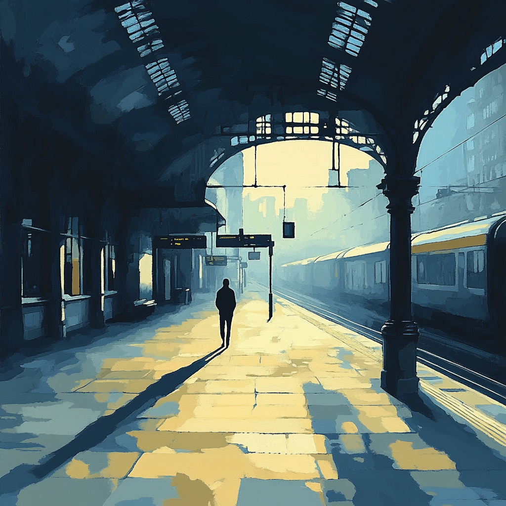 Hopper Inspired Train Platform Dawn Painting by numbers kit