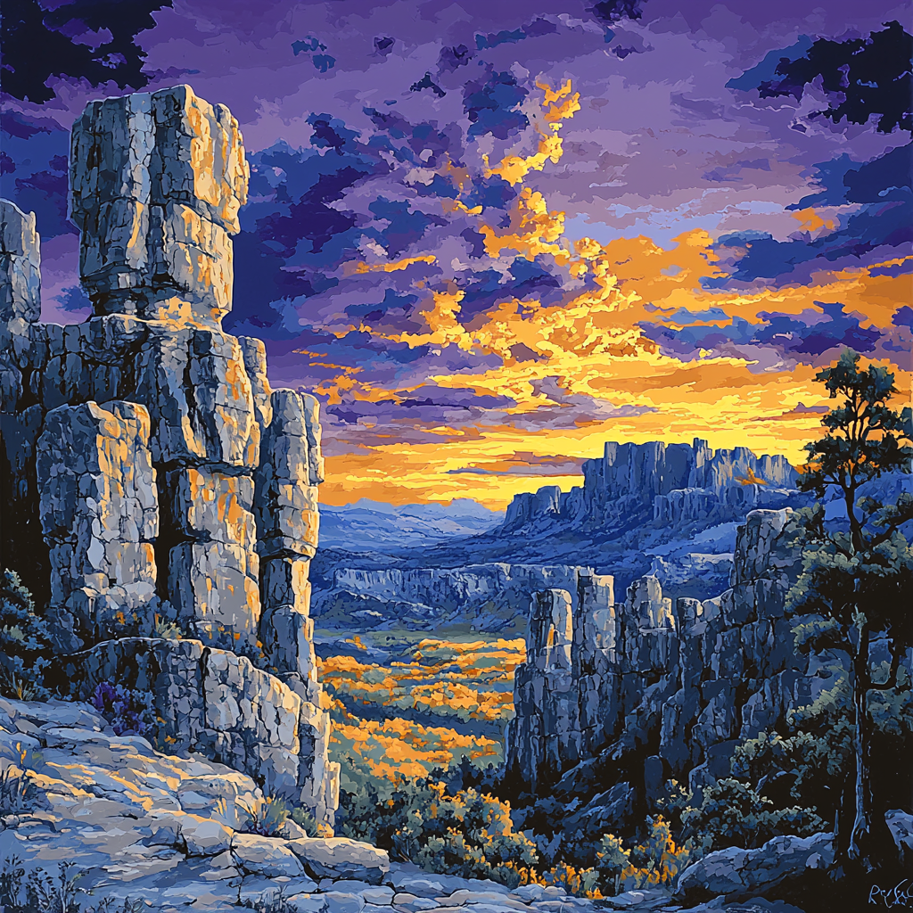 Michelangelo Inspired Mystical Mountain Symphony Number Painting