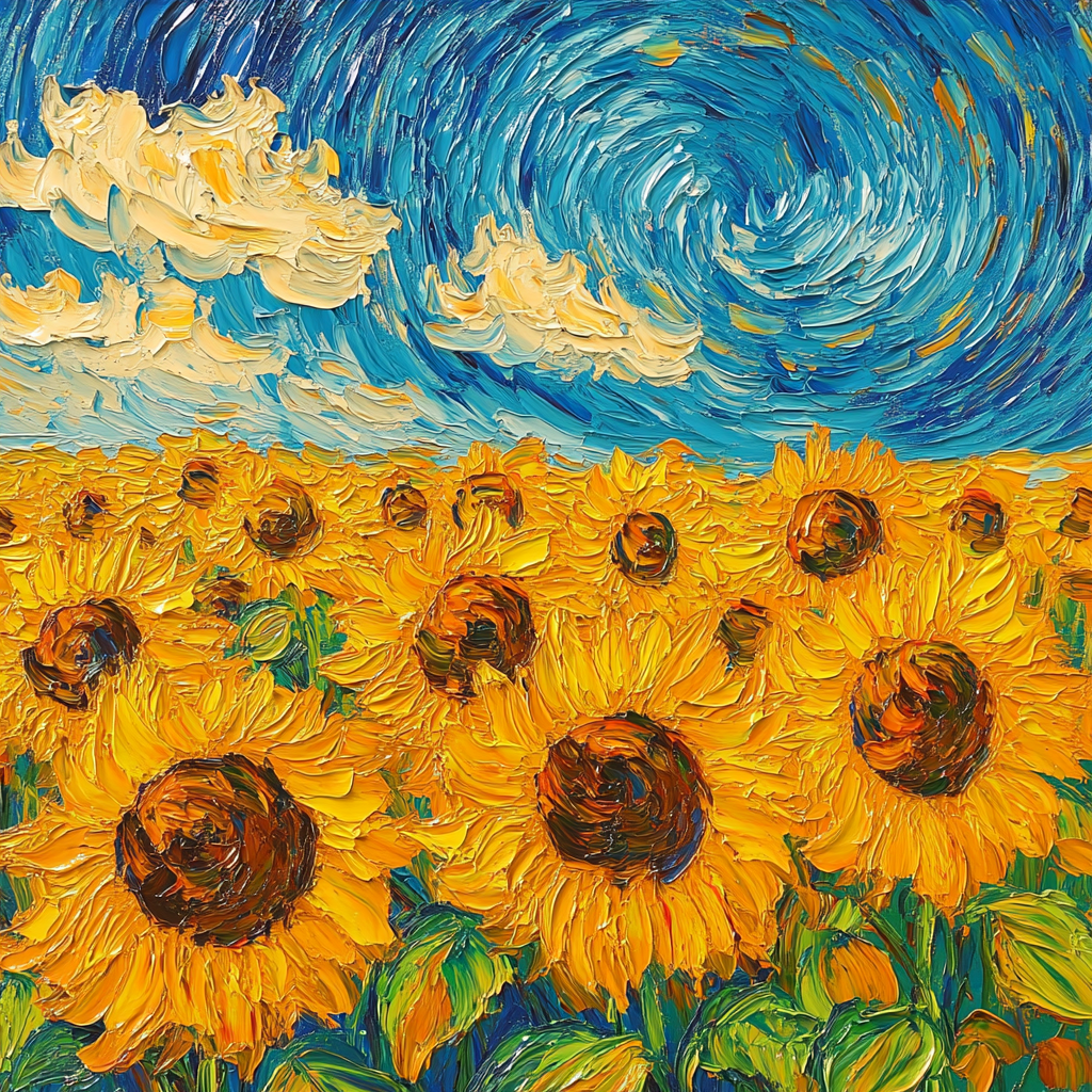 Van Gogh Inspired Sunflowers In Bloom Paint by numbers kits