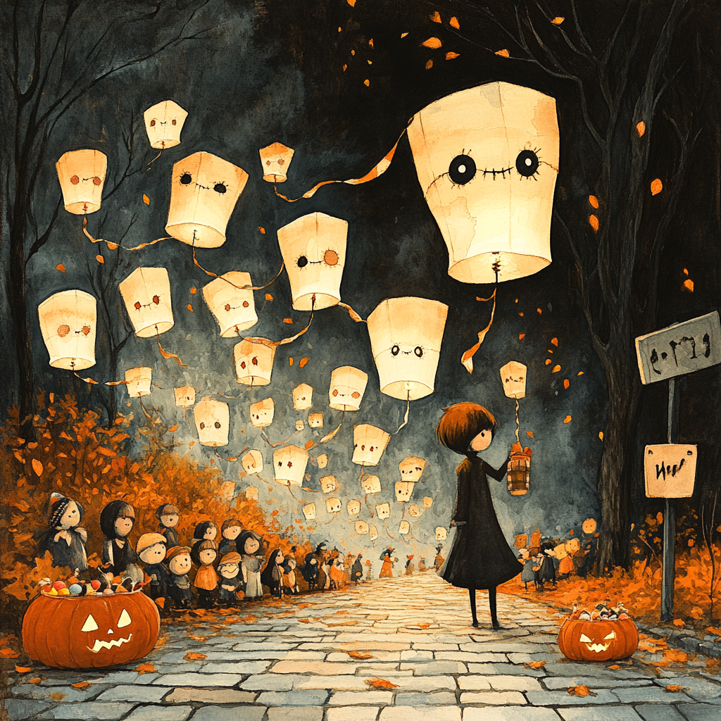 Paper Lantern Parade Haunted Edition Paint by numbers art