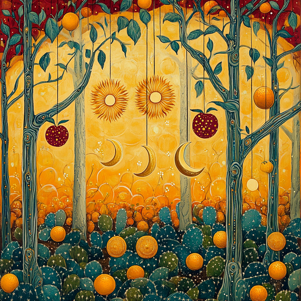 Frida Kahlo Inspired Sun And Moon Orchard paint by number