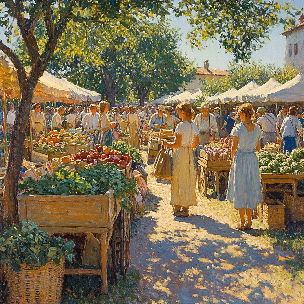 Pissarro Inspired Village Market painting number kit