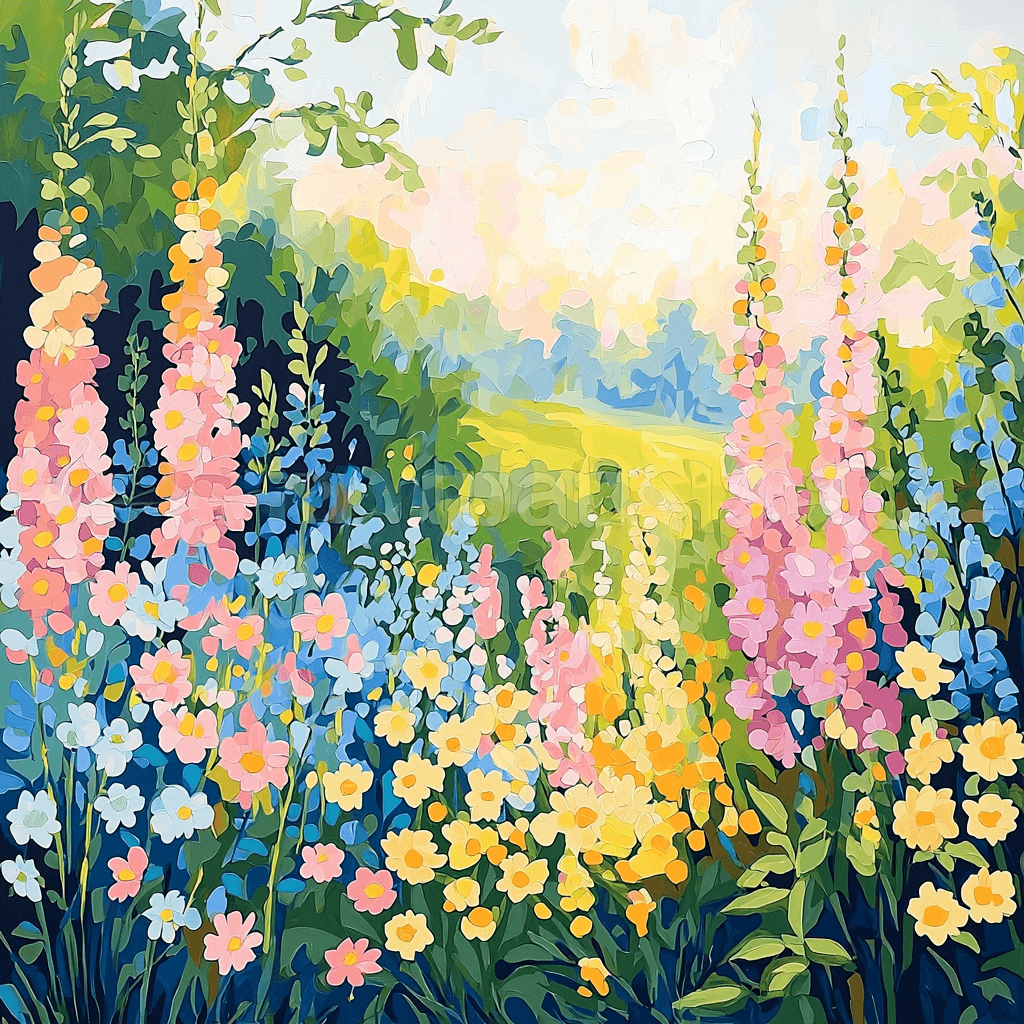 Claude Monet Inspired Whimsical Flower Field DIY Paint By Numbers