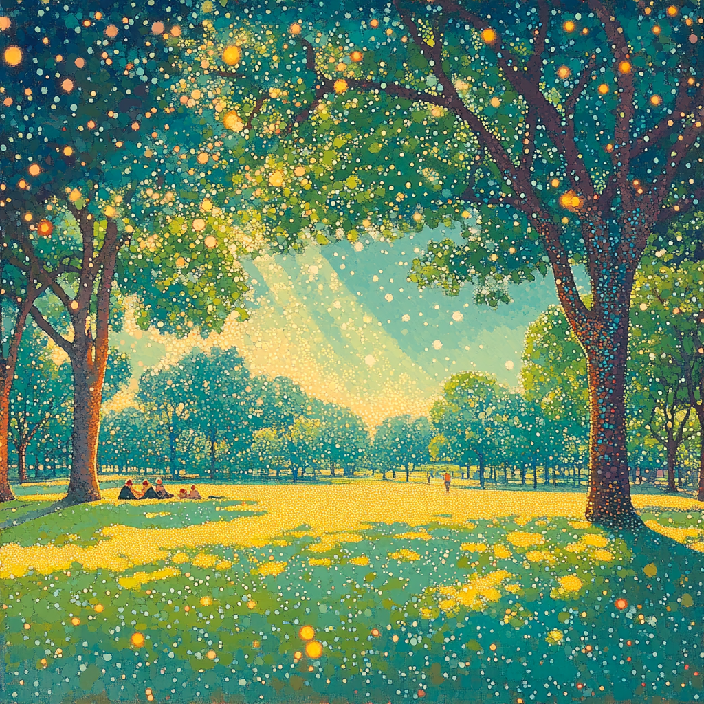 Georges Seurat Inspired Pointillist Park At Noon paint by numbers