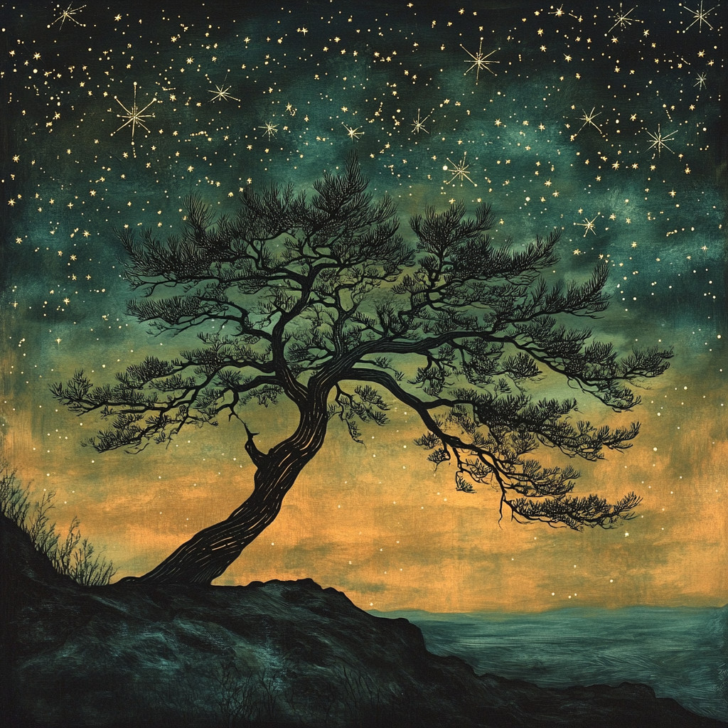 Zhao Mengfu Inspired Ancient Pine Constellation Number painting